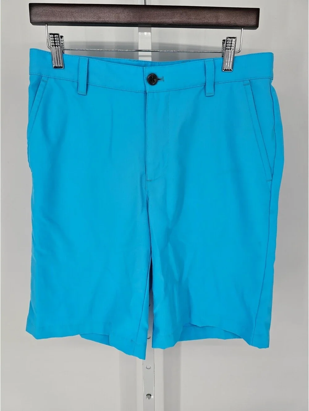 Izod Golf Mens Sz 30 Flat Front Athletic Golf Shorts Bright Blue